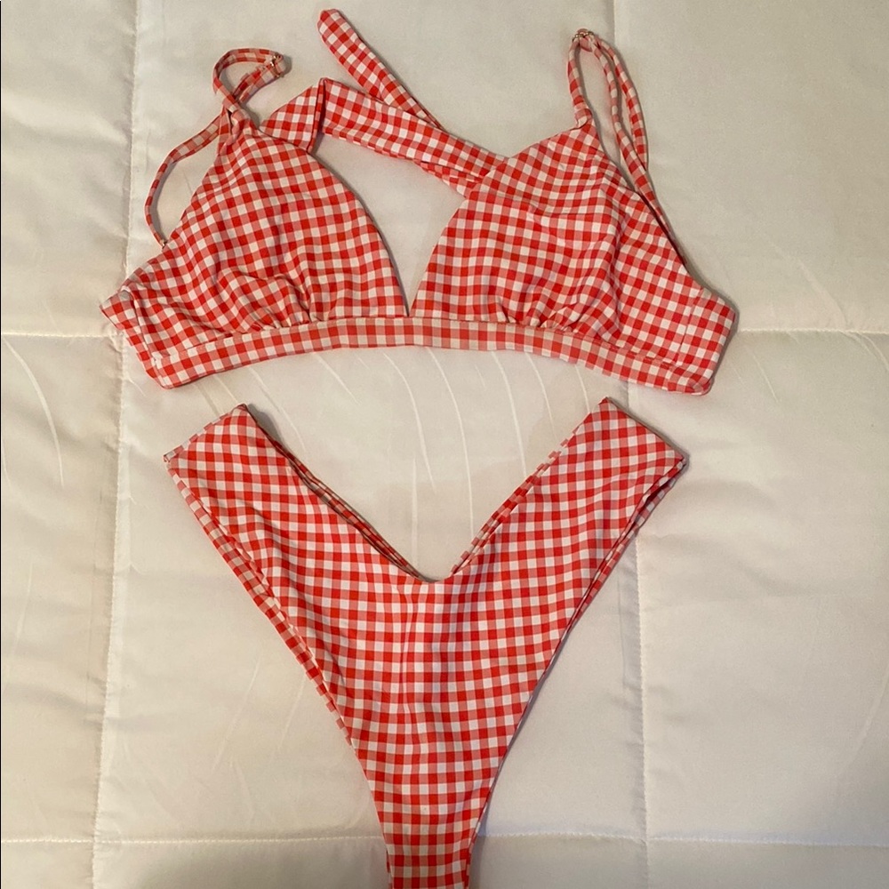 Skatie Red Gingham Bikini Set Large